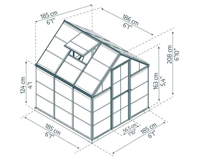 Växthus Harmony 3,4 m² Mörkgrå Canopia by Palram